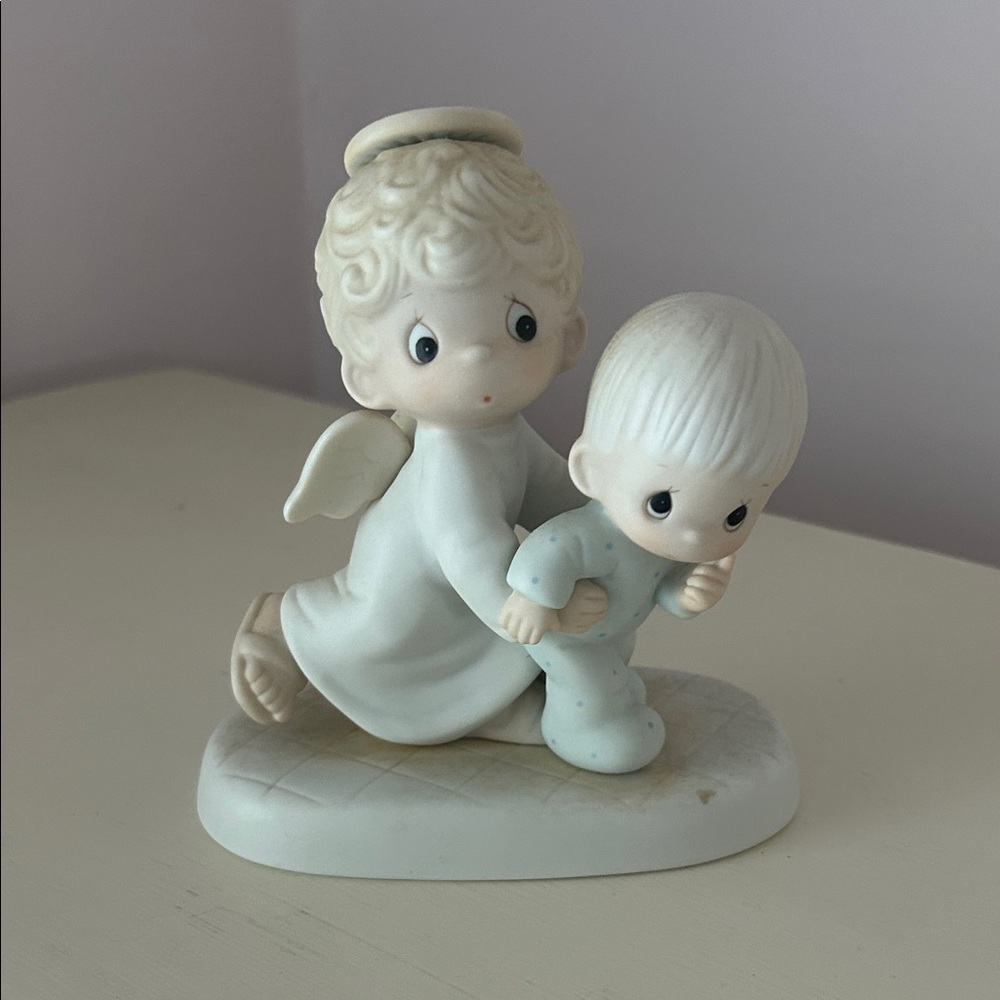 Precious Moments Angel and Child Figurine - White and Cream